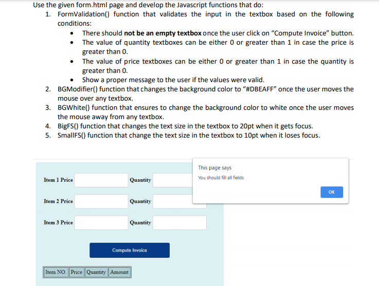 Solved Use the given form.html page and develop the | Chegg.com