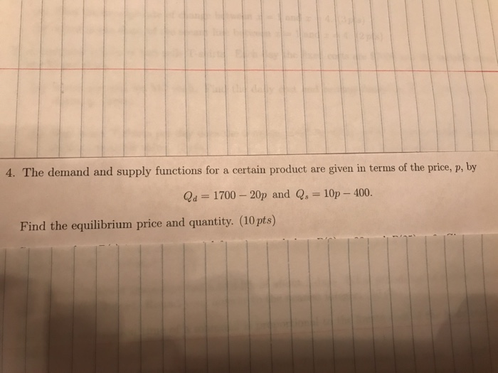 Solved The demand and supply functions for a certain product | Chegg.com