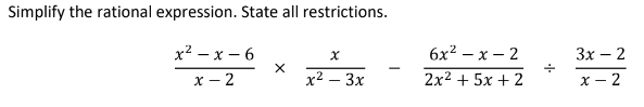 Solved Simplify the rational expression. State all | Chegg.com