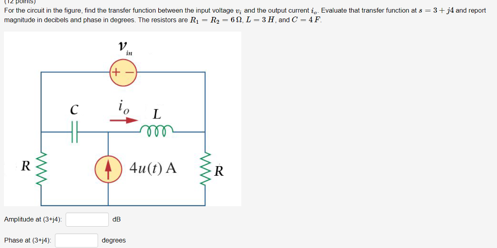 Solved For the circuit in the figure, find the transfer | Chegg.com