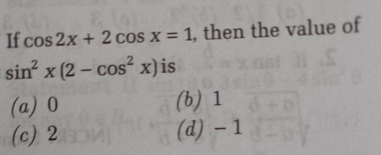 if cos x 1 2 find the value of cos 2x