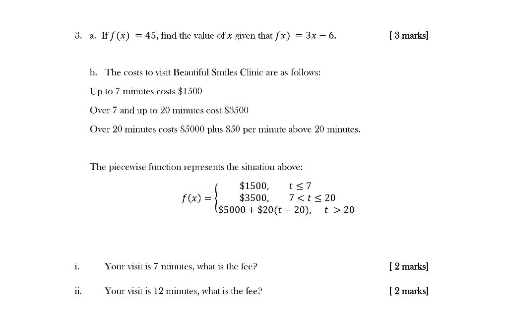 Solved 3. a. If f(x)=45, find the value of x given that | Chegg.com