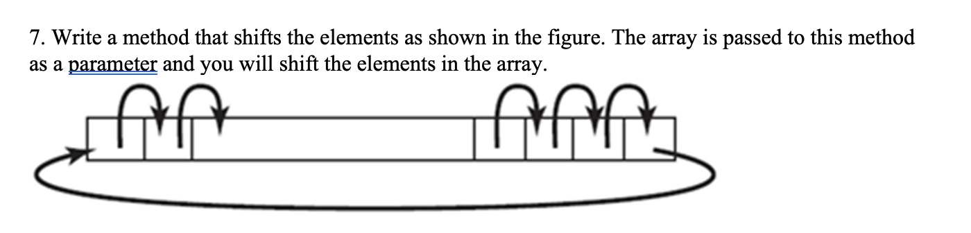 Solved 7. Write a method that shifts the elements as shown | Chegg.com