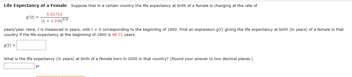 Solved Life Expectancy of a Female Suppose that in a certain | Chegg.com