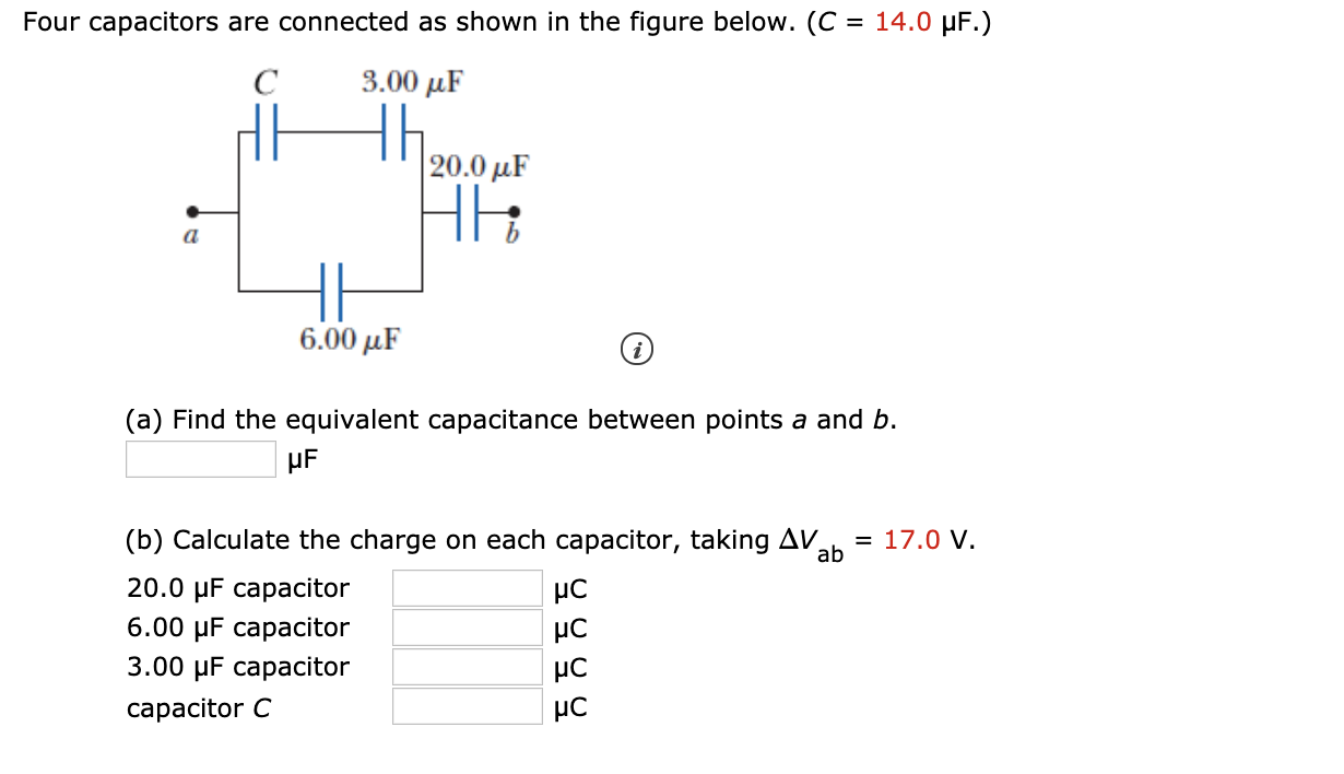 Solved Four Capacitors Are Connected As Shown In The Figure | Chegg.com