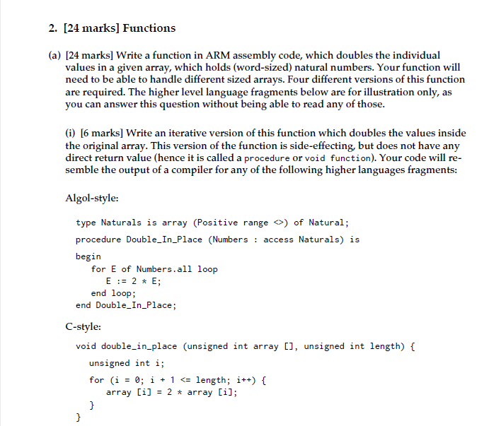 2. [24 marks] Functions (a) [24 marks] Write a | Chegg.com