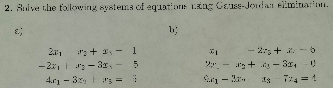 Solved 2. Solve the following systems of equations using | Chegg.com