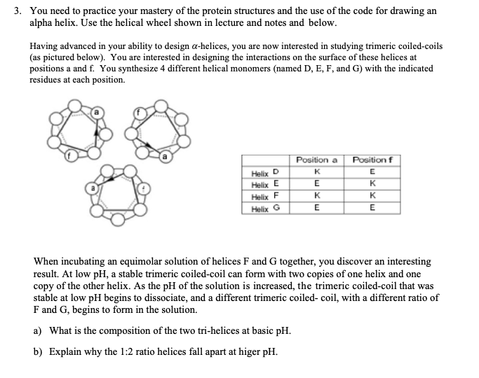 Trinary Helix Code 3. You need to practice your mastery of the protein | Chegg.com