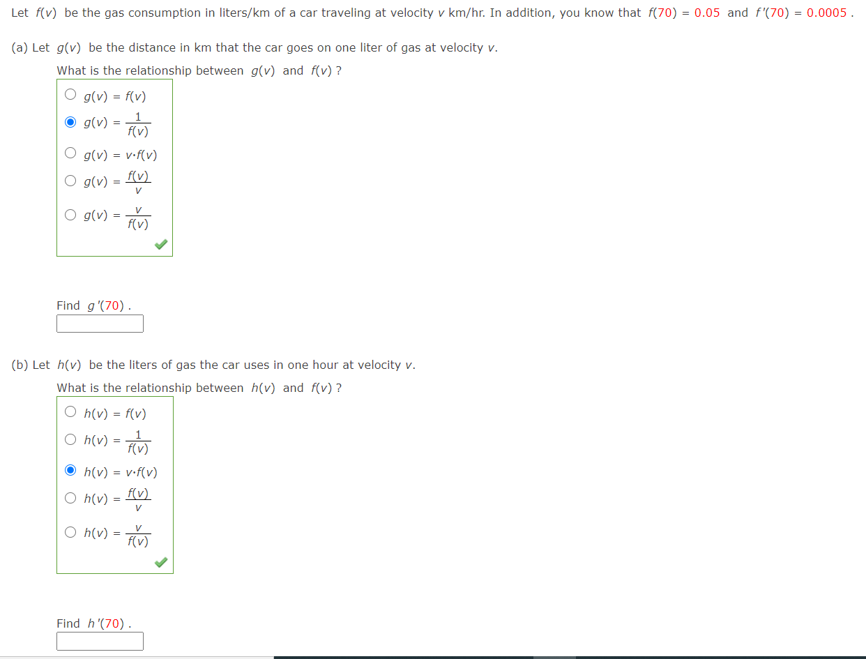 Solved Let F V Be The Gas Consumption In Liters Km Of A Chegg Com