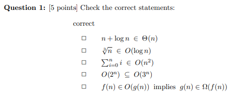 Solved Question 1 5 Points Check The Correct Statements Chegg Com