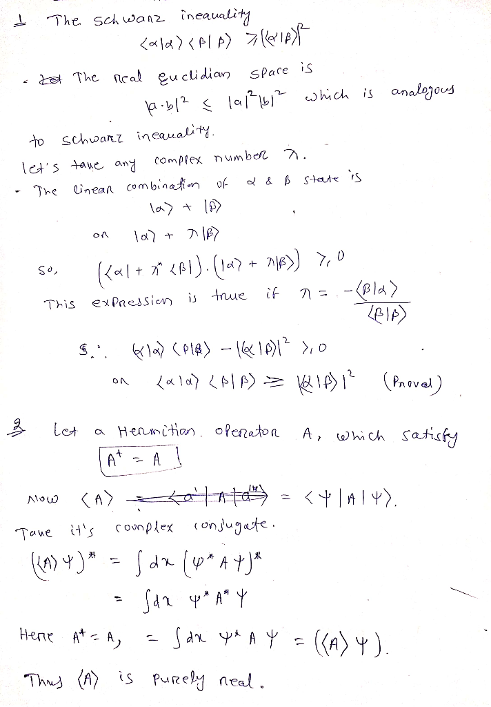 The schwanz2 ineauality The ncal eucidiow SPare is b2 a hich is analojous to Schwarz ineauality complex number lcts taue and