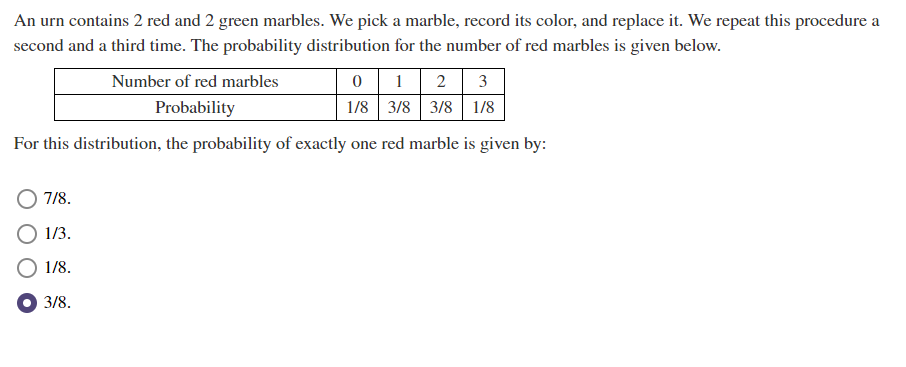 Solved An Urn Contains 2 Red And 2 Green Marbles We Pick Chegg Com