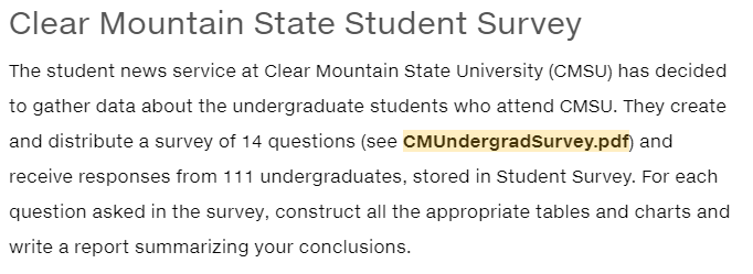 Clear Mountain State Student Survey The student news | Chegg.com