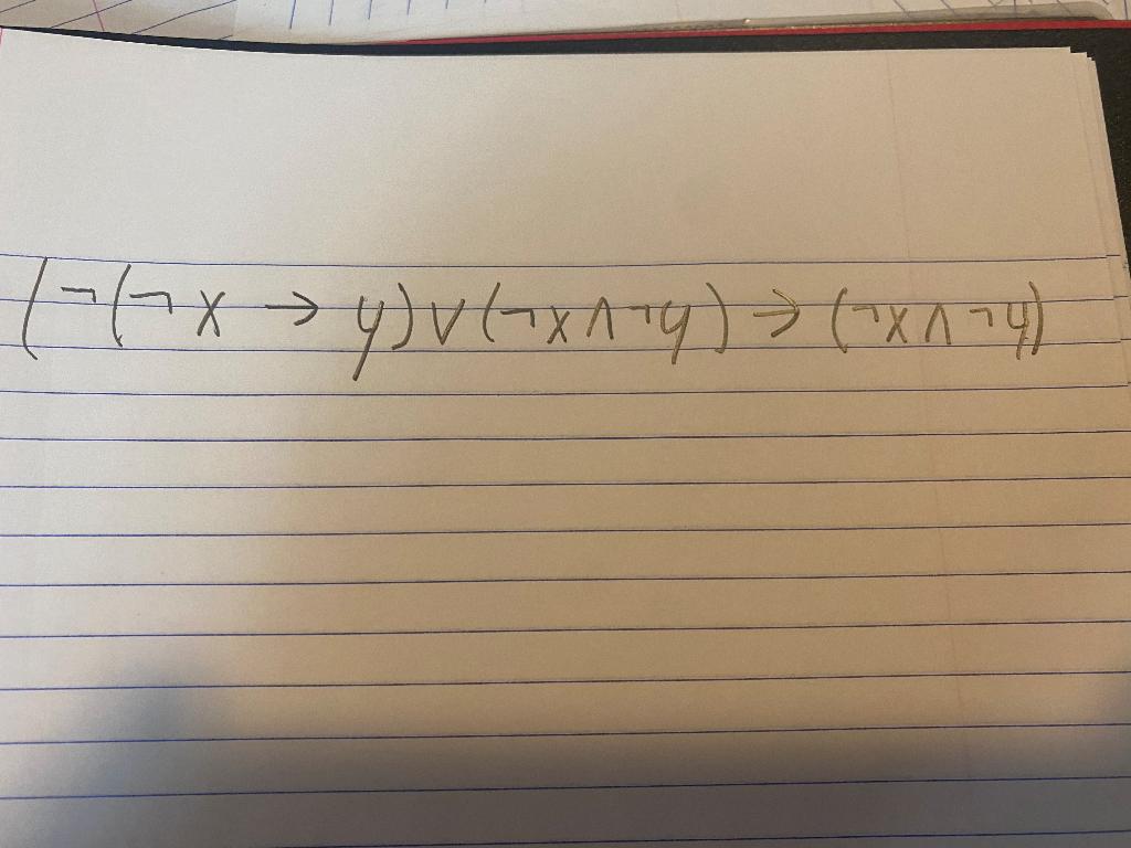 Solved ¬ ¬x→y ∨ ¬x∧¬y → 7x∧¬y