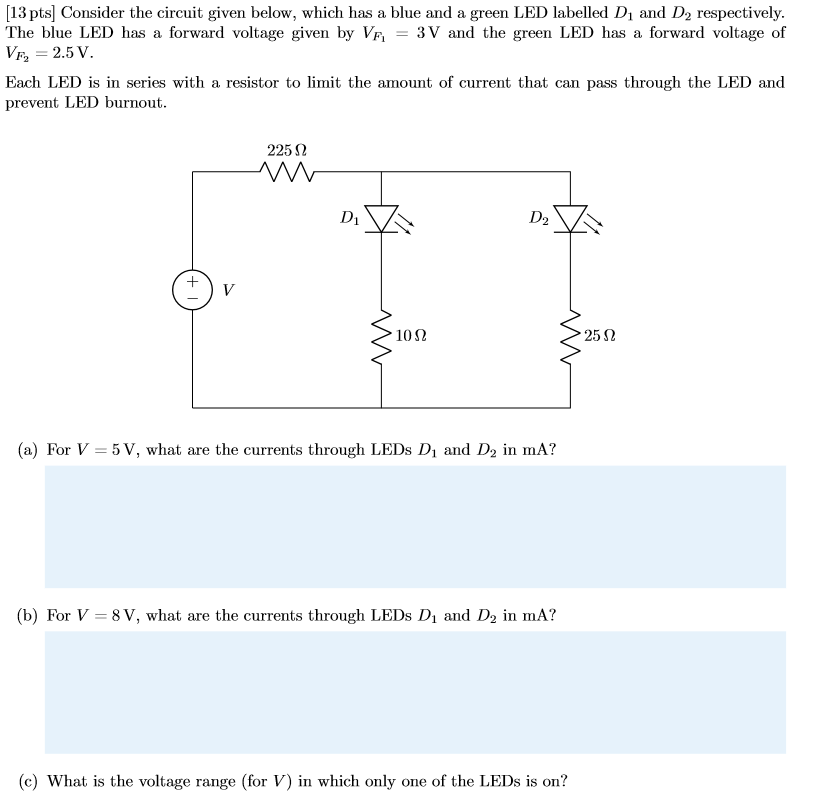 Solved [13pts] Consider the circuit given below, which has a | Chegg.com