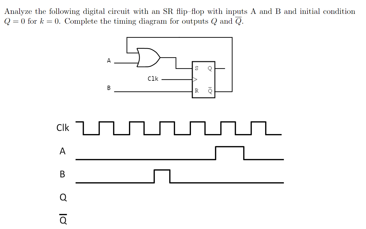 Solved Analyze the following digital circuit with an SR flip | Chegg.com