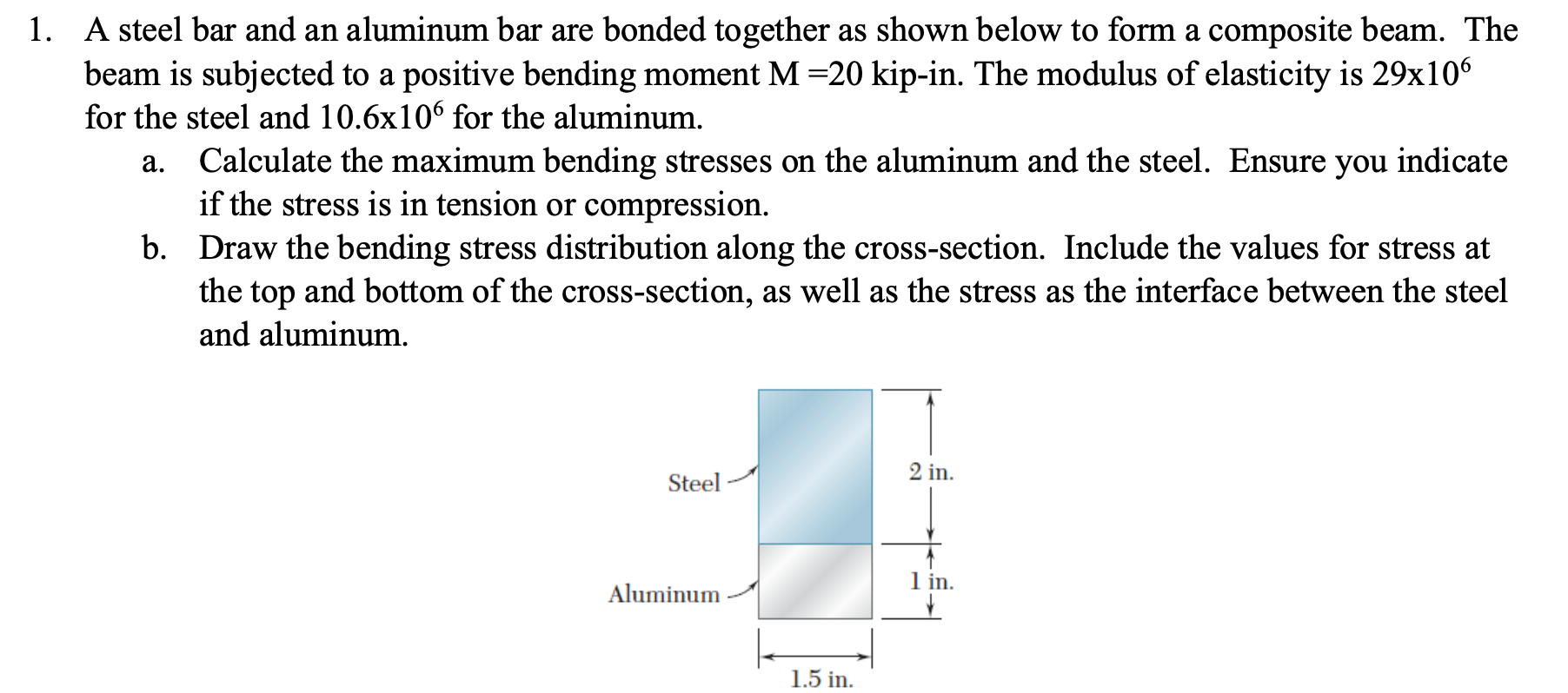 Solved A. 1. A Steel Bar And An Aluminum Bar Are Bonded | Chegg.com