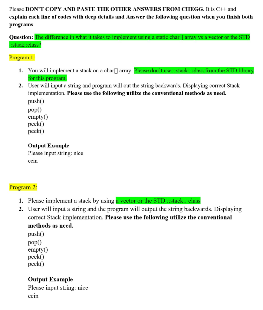 Solved Please DON'T COPY AND PASTE THE OTHER ANSWERS FROM | Chegg.com