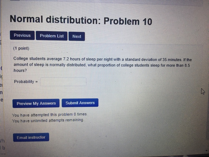 Solved Normal distribution: Problem 10 Previous Problem | Chegg.com
