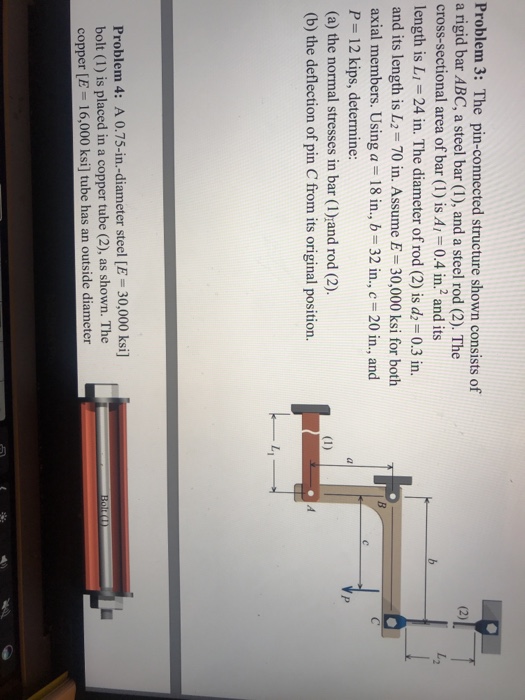 Solved Problem 3: The Pin-connected Structure Shown Consists | Chegg.com