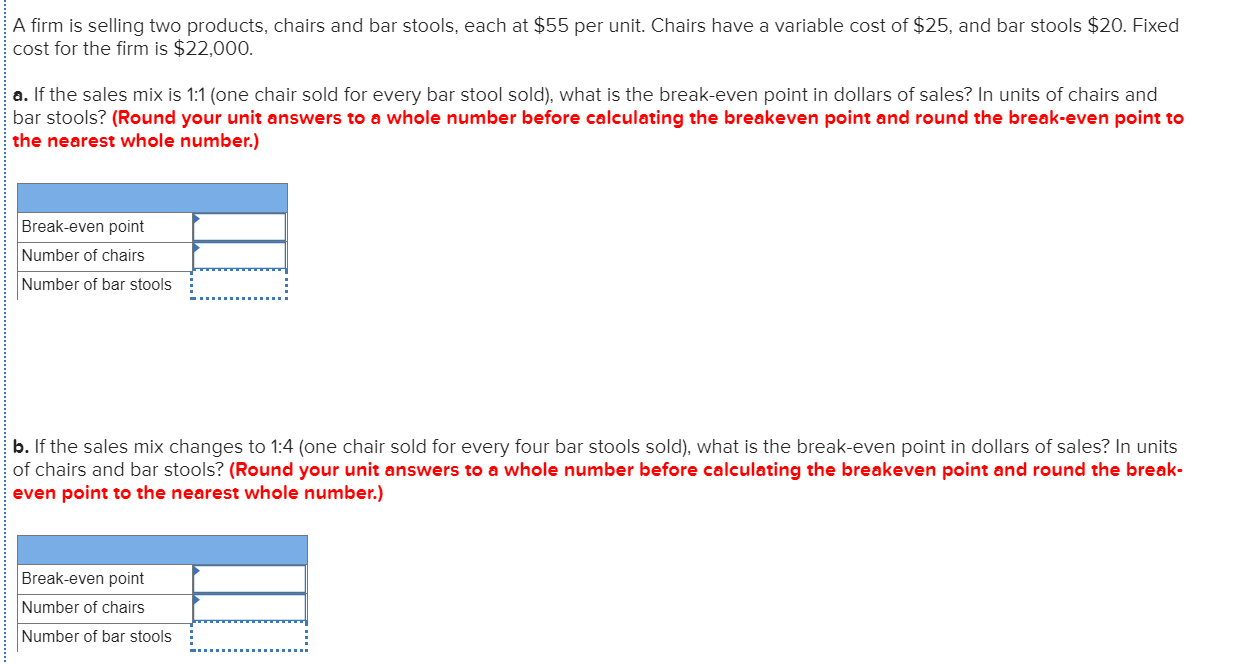 Solved A firm is selling two products, chairs and bar