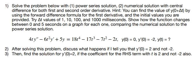 Solved 1) Solve the problem below with (1) power series | Chegg.com