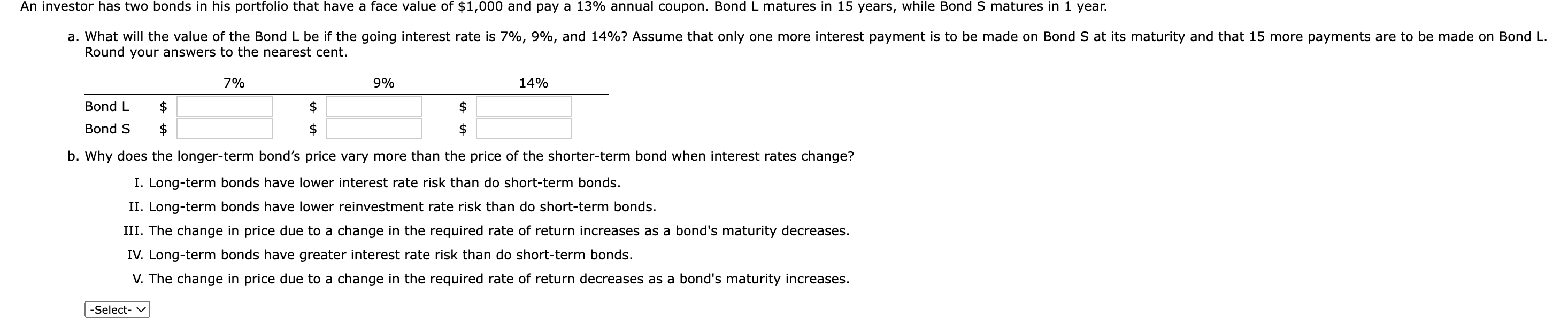 Solved b. Why does the longer-term bond's price vary more | Chegg.com