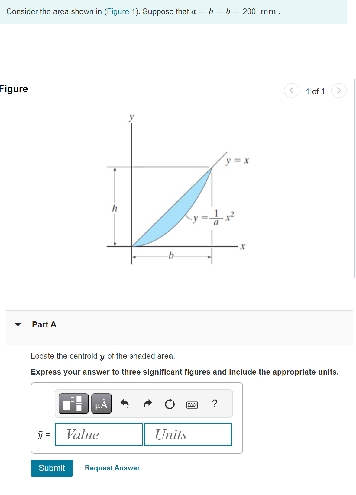 Solved Consider The Area Shown In 1. Suppose That A=h=b=200 | Chegg.com