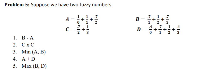 Solved Problem 5: Suppose we have two fuzzy numbers A 1 + II | Chegg.com