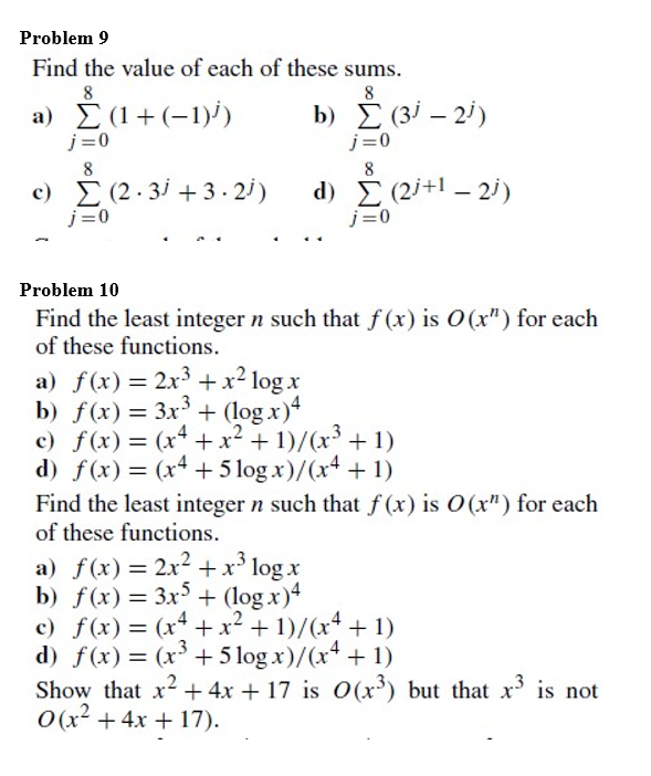 Solved Problem 9 Find The Value Of Each Of These Sums A Chegg Com