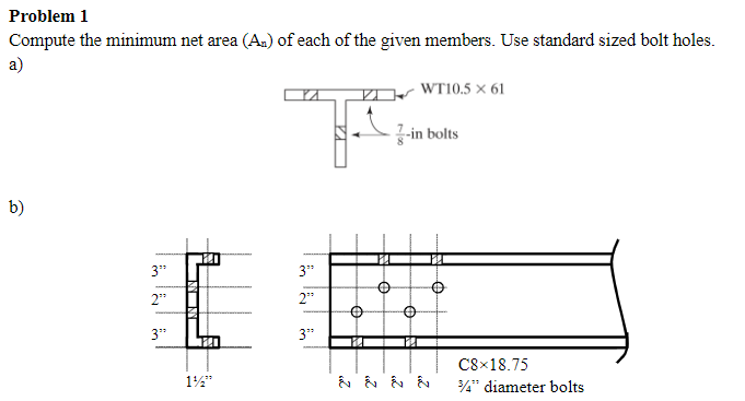 Solved Problem 1 Compute the minimum net area (An) of each | Chegg.com