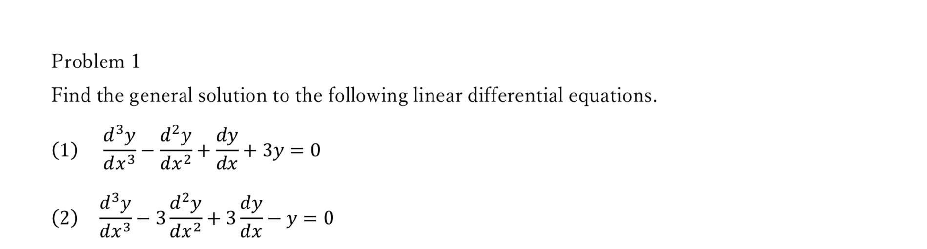 Solved Find the general solution to the following linear | Chegg.com