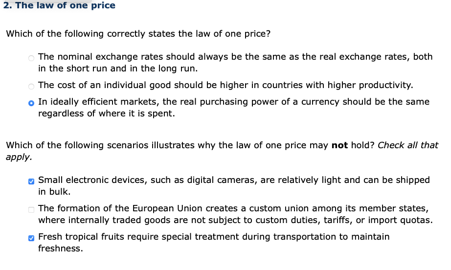 Solved The Law Of One Pricewhich Of The Following Correctly Chegg Solved The Law Of One Pricewhich Of The Following Correctly Chegg