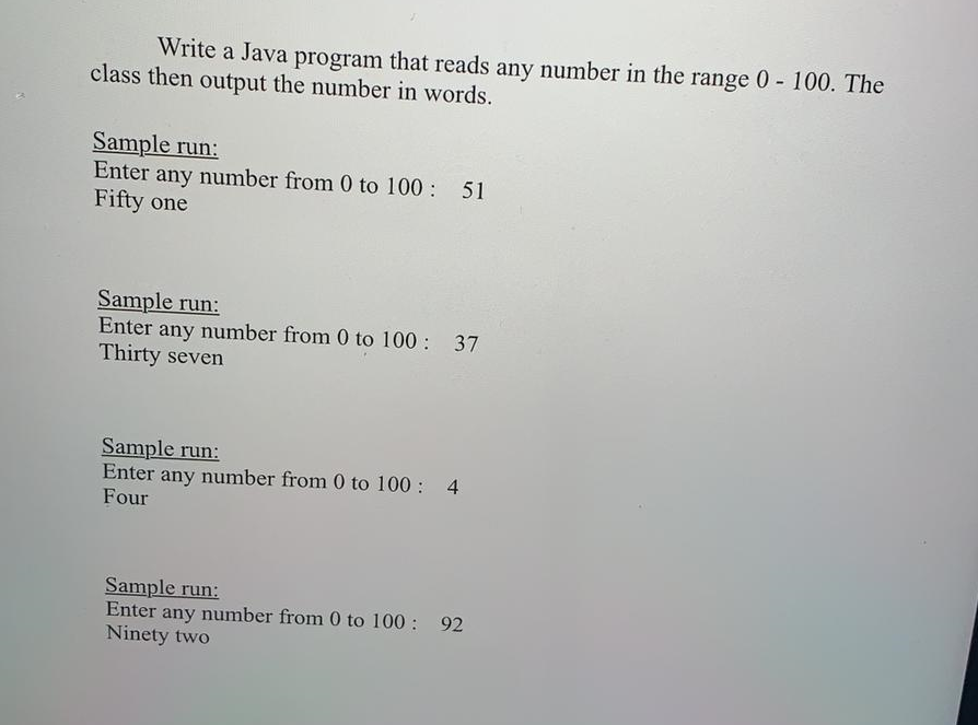 Solved Write a Java program that reads any number in the | Chegg.com