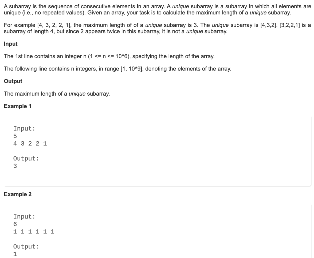 Solved A subarray is the sequence of consecutive elements in | Chegg.com