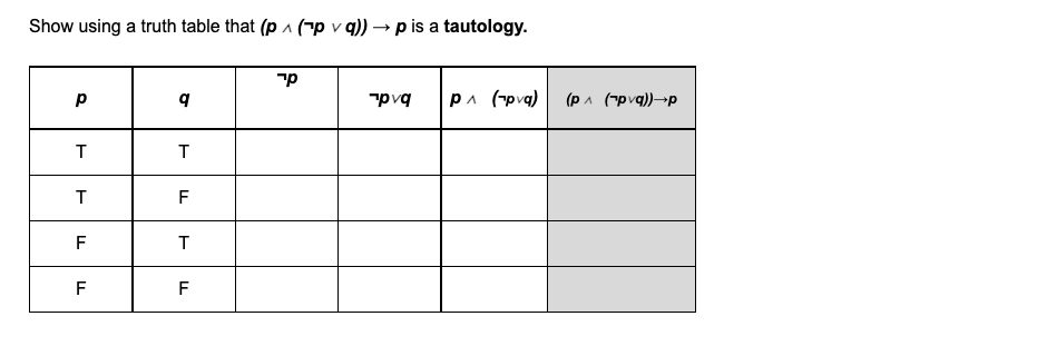 Solved Show Using A Truth Table That P∧¬p∨q→p Is A 2159