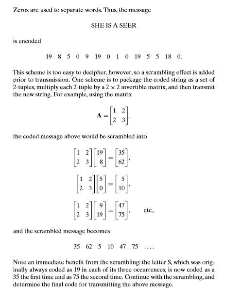 Solved 23. Matrix inversion can be used to encode and decode 