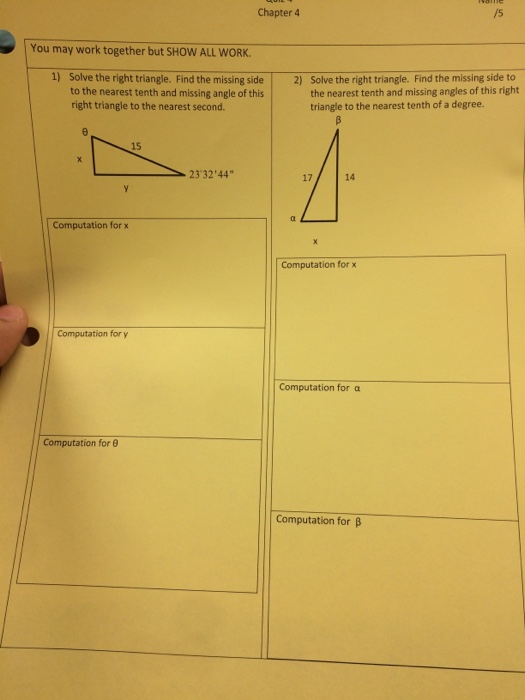 Solved Solve the right triangle. Find the missing side to | Chegg.com