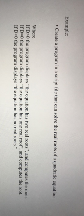 Solved Example: Create a program in a script file that can | Chegg.com