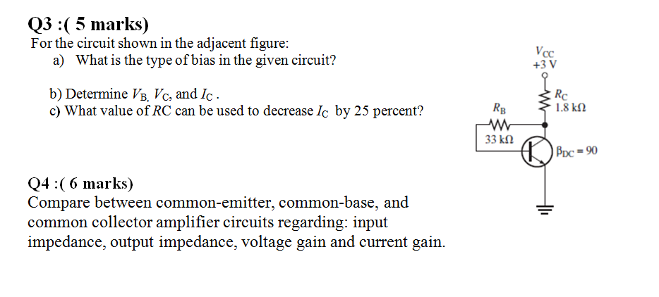 Solved Q3 :( 5 marks) For the circuit shown in the adjacent | Chegg.com