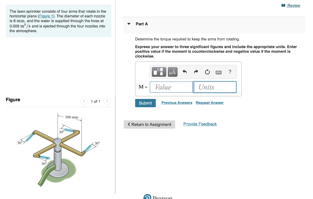 Solved II Review The lawn sprinkler consists of four arms | Chegg.com