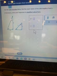 Solved For the right triangle below; find the exact values | Chegg.com