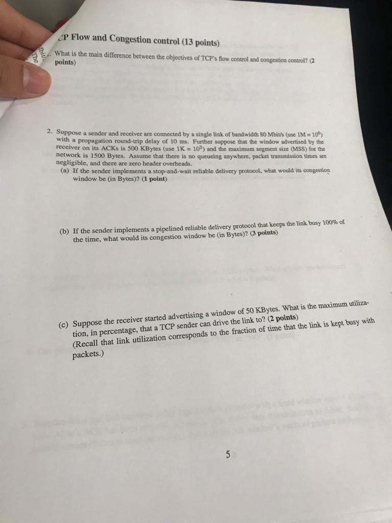 Solved P Flow and Congestion control (13 points) What is the | Chegg.com