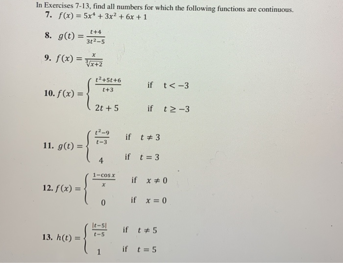 Solved In Exercises 7-13, find all numbers for which the | Chegg.com