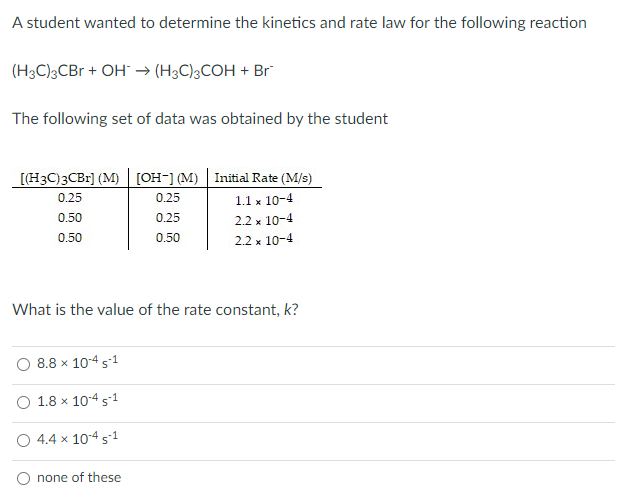 Solved A student wanted to determine the kinetics and rate | Chegg.com