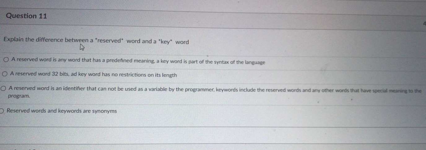 Solved Question 11 Explain the difference between a | Chegg.com