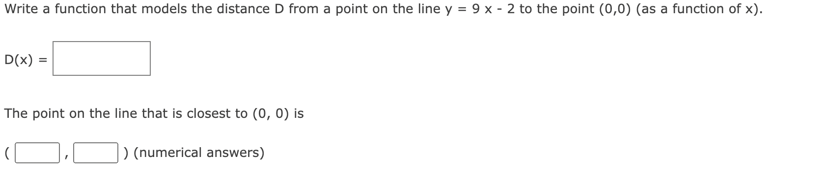 Solved Write a function that models the distance D from a | Chegg.com