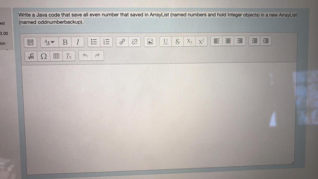 Solved Write a Java code that save all even number that | Chegg.com