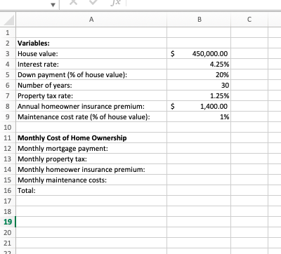 Solved 1.What is the monthly total of home ownership using | Chegg.com