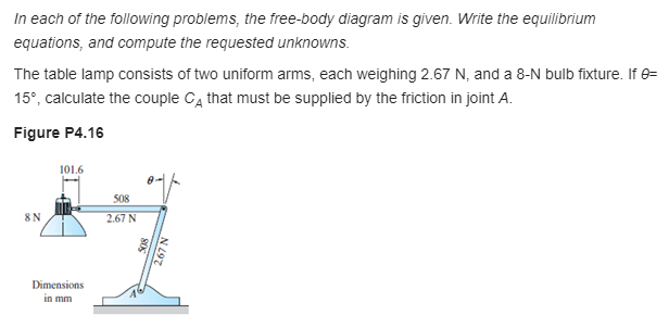 Solved In each of the following problems, the free-body | Chegg.com